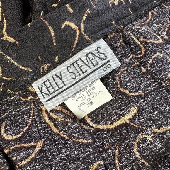 Kelly Stevens Vintage Black Floral Skirt Plus 20 Midi Pleated Made in USA - Picture 5 of 7